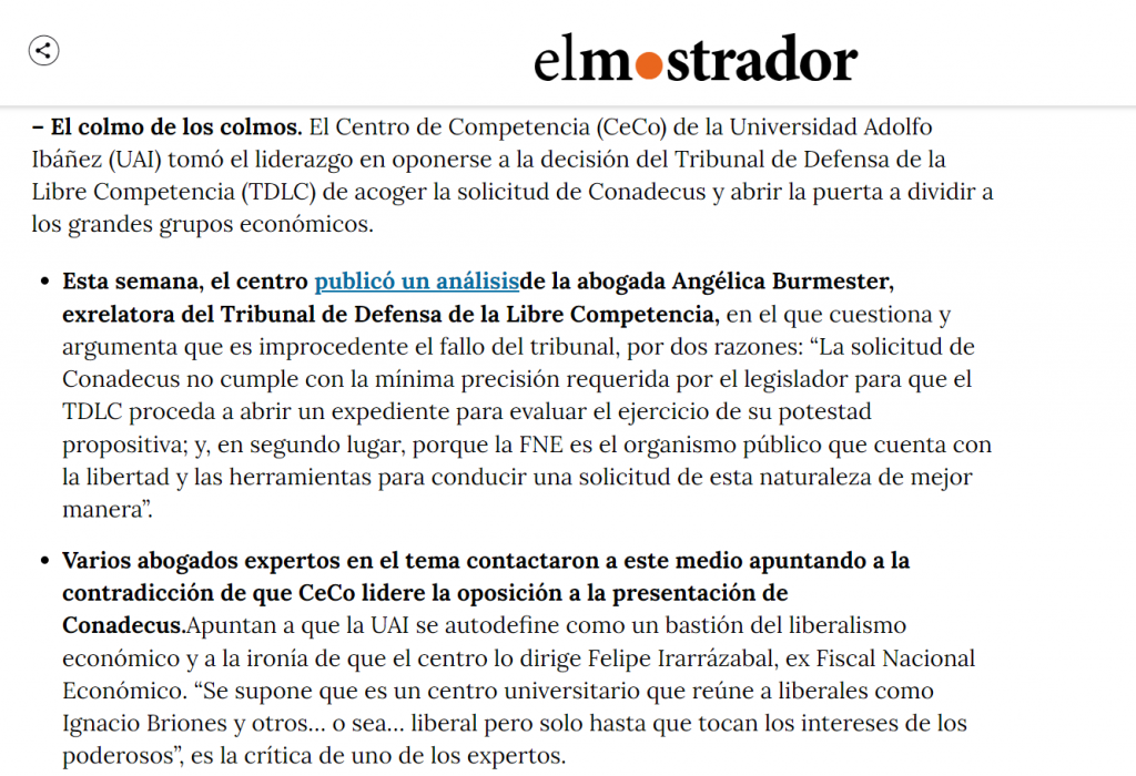 Iván Weissman incluye en El Mostrador Semanal caso de Conadecus sobre ...